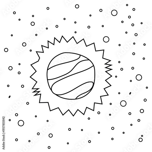 Space adventure vector collection. A creative set featuring stylized planets, a rocket, and matching coloring pages. Perfect for education, nursery decor, and cosmic designs.