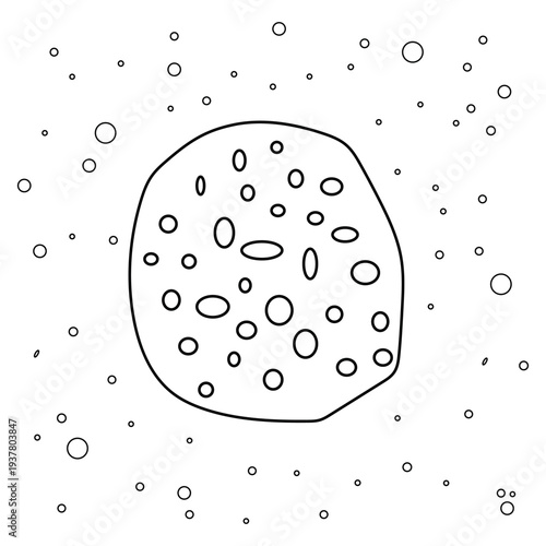 Abstract space elements for children. Includes colorful planets and black-and-white coloring sheets. Suitable for school materials, stationery, and creative digital content.