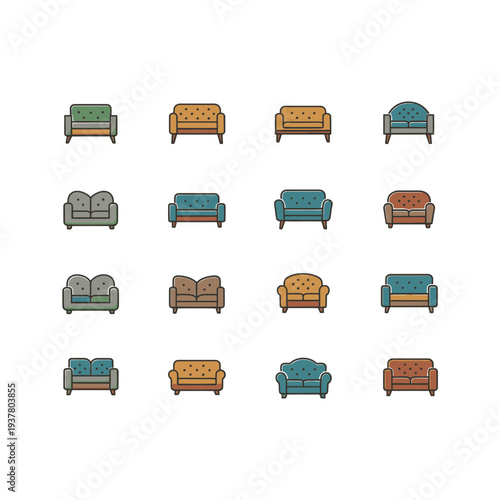 Sofa Icons Set vector illustration