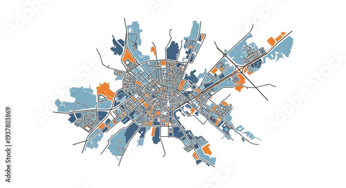 Abstract Blue Orange Fragmented Design.