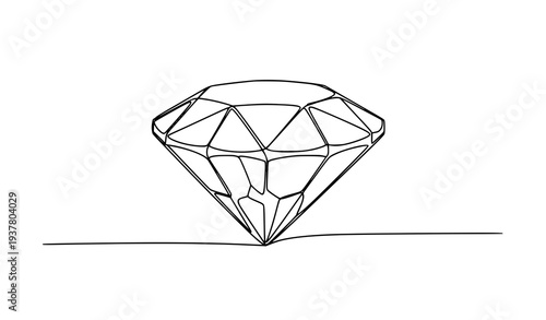 Continuous One Line Diamond Gemstone Luxury Jewelry Minimal Vector Illustration