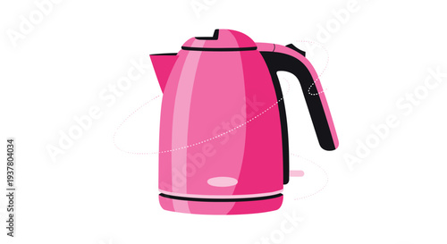 Bright pink modern electric kettle for boiling water, shown as a simple and stylish vector illustration on a white background.