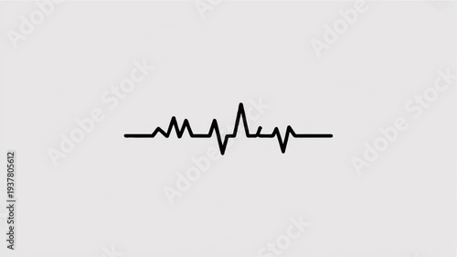Simple black heartbeat line graph on white background symbolizing health medical care and vital signs in a minimalist design