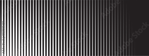 Vertical stripe transition with thick to thin parallel lines. Monochrome background. 