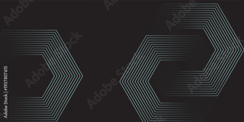 Dynamic turquoise neon hexagonal lines form a striking geometric pattern on a black background, evoking modern technology, futuristic design, and digital aesthetics