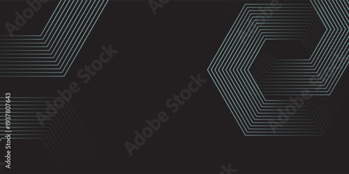 Dynamic turquoise neon hexagonal lines form a striking geometric pattern on a black background, evoking modern technology, futuristic design, and digital aesthetics