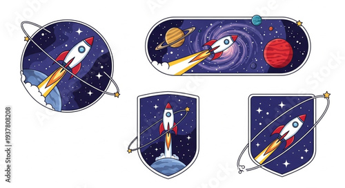 Space Rocket Launching Through Galaxy and Planets.