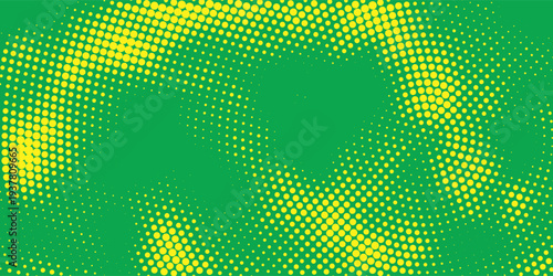 Dots circle halftone yellow green color pattern gradient texture modern background art. Retro vector design template