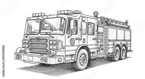 Firetruck sketch drawing