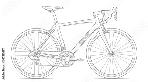 Road Bicycle Line Drawing