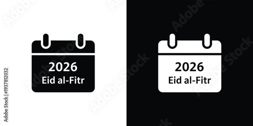 Black and white calendar for eid al fitr 2026 eid al-fitr symbol