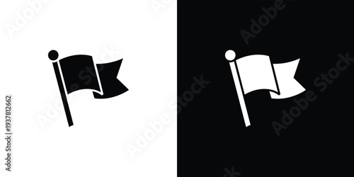 Black and white flags on poles with circular tops flagpoles symbols