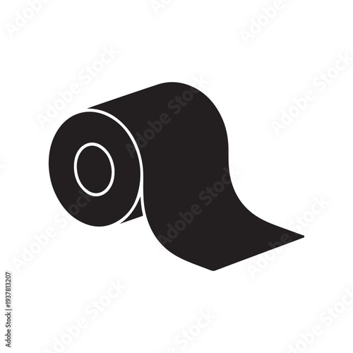 Receipt paper roll silhouette icon for retail billing printing system and point of sale transaction records