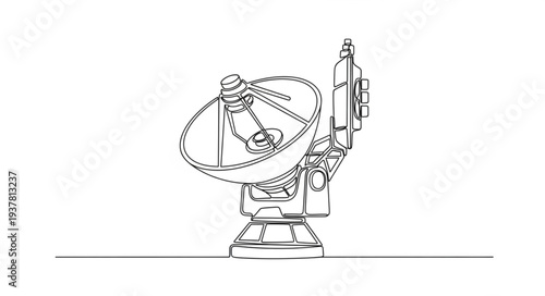 Astronomical Telescope Illustration on White.
