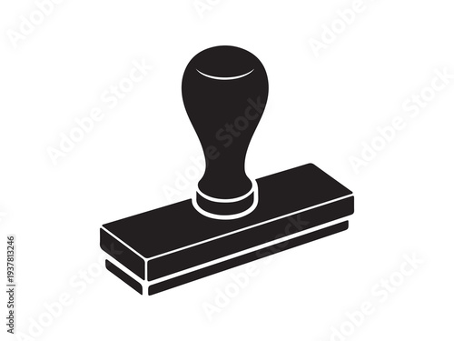 Official approval rubber stamp silhouette icon for document verification authorization and business paperwork processing