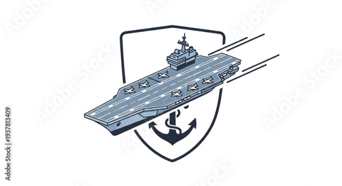 Aircraft Carrier Emblem Logo Illustration.