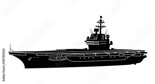 Aircraft Carrier Silhouette Navy Ship.