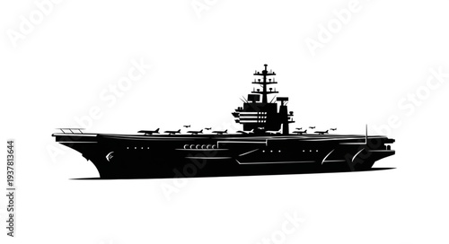 Aircraft Carrier Silhouette Naval Vessel.