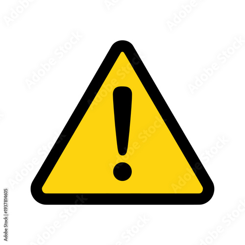 Yellow warning sign with black exclamation mark icon