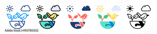 Biodiversity Conservation Icon Sheet Multiple Style Collection 