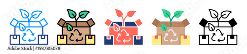 Eco Packaging Icon Sheet Multiple Style Collection 