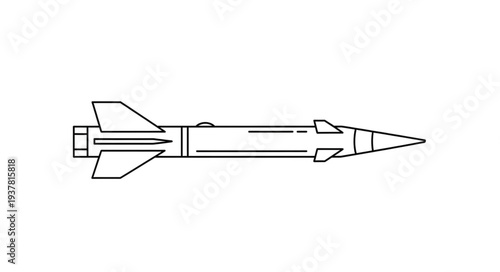 Simple Line Drawing of Missile.