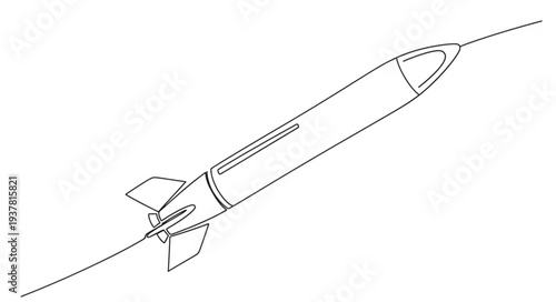 Simple Line Drawing of Missile.