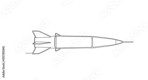 Simple Line Drawing of Rocket.