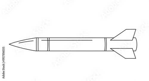 Simple Line Drawing of Missile.