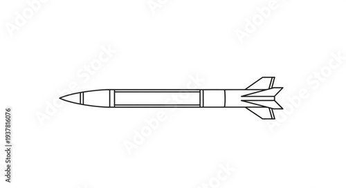 Simple Line Drawing of Missile.