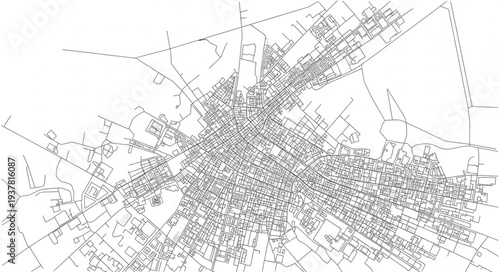 Black and White City Map Illustration.