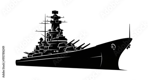 Battleship Silhouette Navy Warship.