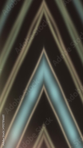 Abstract Geometric Neon Light Streaks Forming Chevron Patterns.