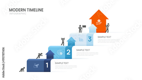 3 Step Business Infographic Template for Process Presentation and Strategy Planning Vector Illustration.
