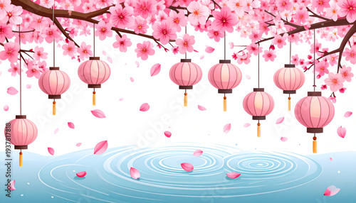 Cherry Blossom Rain Vector