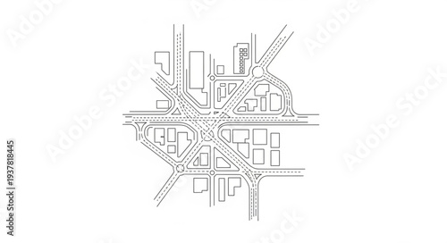 Black and White City Map Illustration.