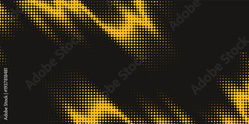 Abstract Yellow Halftone Dots Background on Black