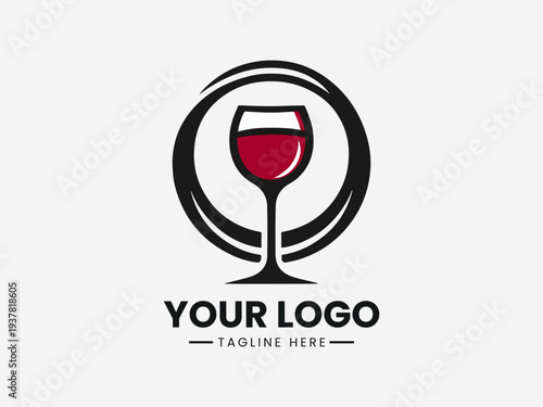 Luxury Red Wine black vector logo illustration white background