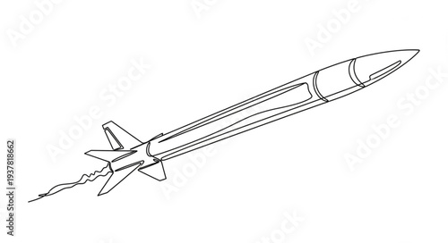 Black and White Missile Illustration.