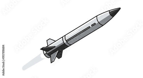 Black and White Missile Illustration.