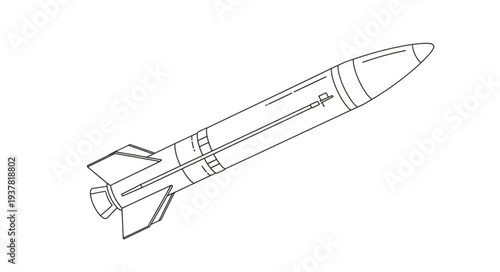 Black and White Rocket Illustration.
