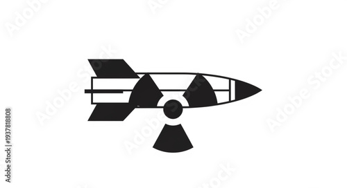 Black and White Rocket Illustration.