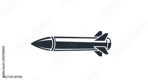 Black and White Rocket Illustration.