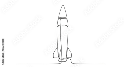 Black and White Rocket Illustration.