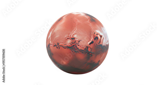 3D Rendering of Mars Surface with Canyons and Craters