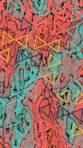 Abstract Geometric Triangles Pattern Overlayed on Textured Background.