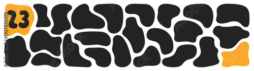 Black and white pack of 23 wavy organic shapes.