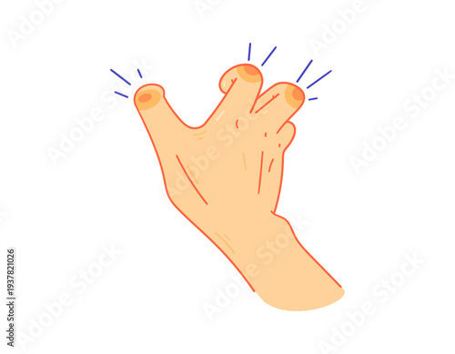 Arthritis concept. Pain in finger joints. Pain when bending fingers. Health problems. Illustration of a hand having difficulty bending its fingers due to pain. Line or scribble style illustration