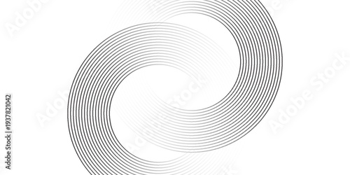 Abstract white background with black circle lines. Digital future technology concept. vector illustration.