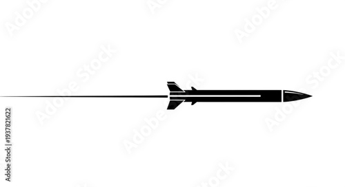 Black Missile Flying Through Space.